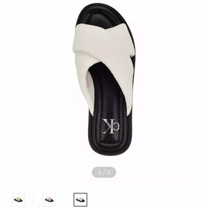 Calvin Klein Women's Black and White Slide Sandals